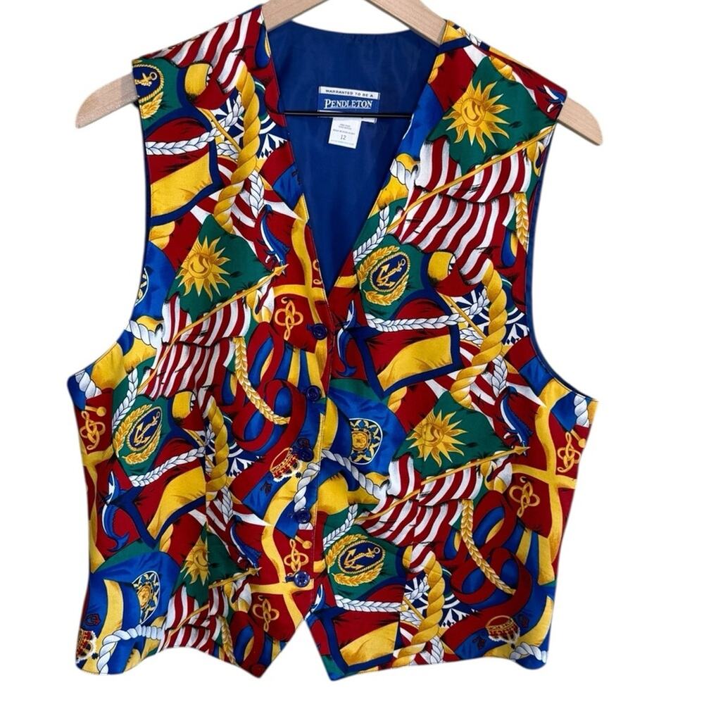 Pendleton Vintage Women’s Sz 12 Nautical Theme Vest Colorful